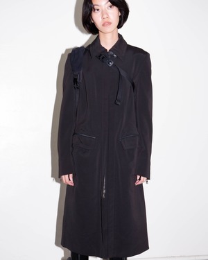 2000s PRADA - leather trimmed zip-up coat