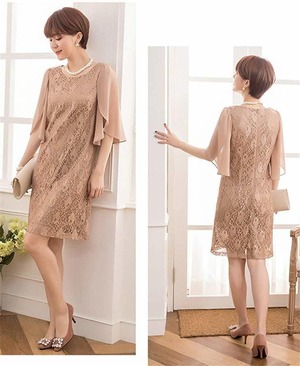 ★送料無料★11号(L)☆ブラウンゴールドの総レースワンピース[OPN4120]