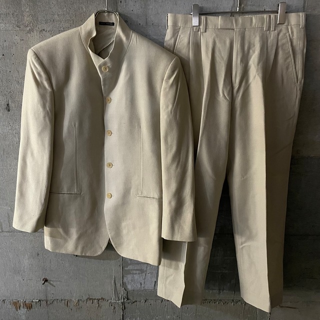 〖vintage〗maocollar design wool silk setup suit/マオカラデザイン ウール シルク セットアップ スーツ/lsize/#0411
