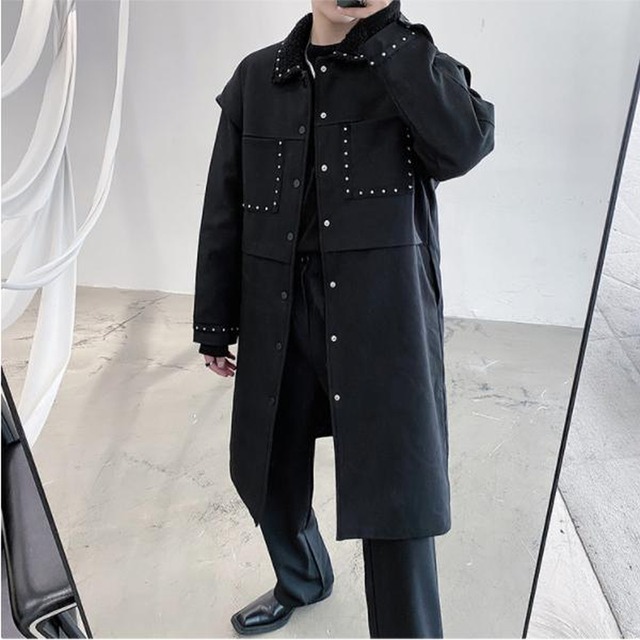 メンズ モード系 アウター 黒コート ストリート系 病みかわいい ビッグシルエット 韓国ファッション 原宿系 10代 代 Dressyなモード系 ゴシック専門店 Ladies Fashion Seasonz