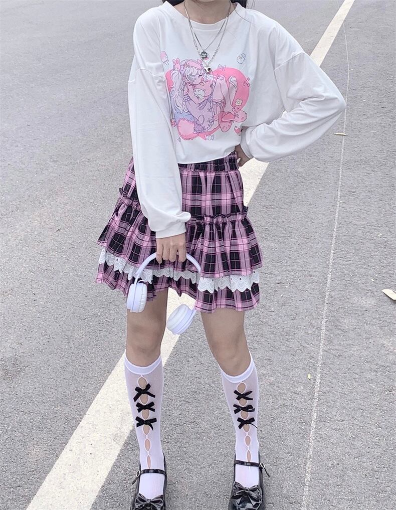 お取り寄せ】地雷パンク ピンク チェック スカート | Pay ID