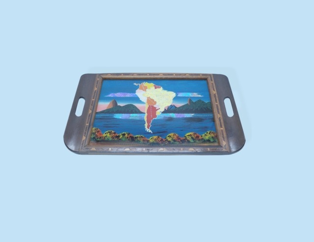 SOUTH AMERICA MAP ROSEWOOD TRAY