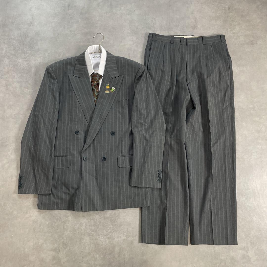 90s vintage スーツ ダブルセットアップ ピンズ vol.16 グレー