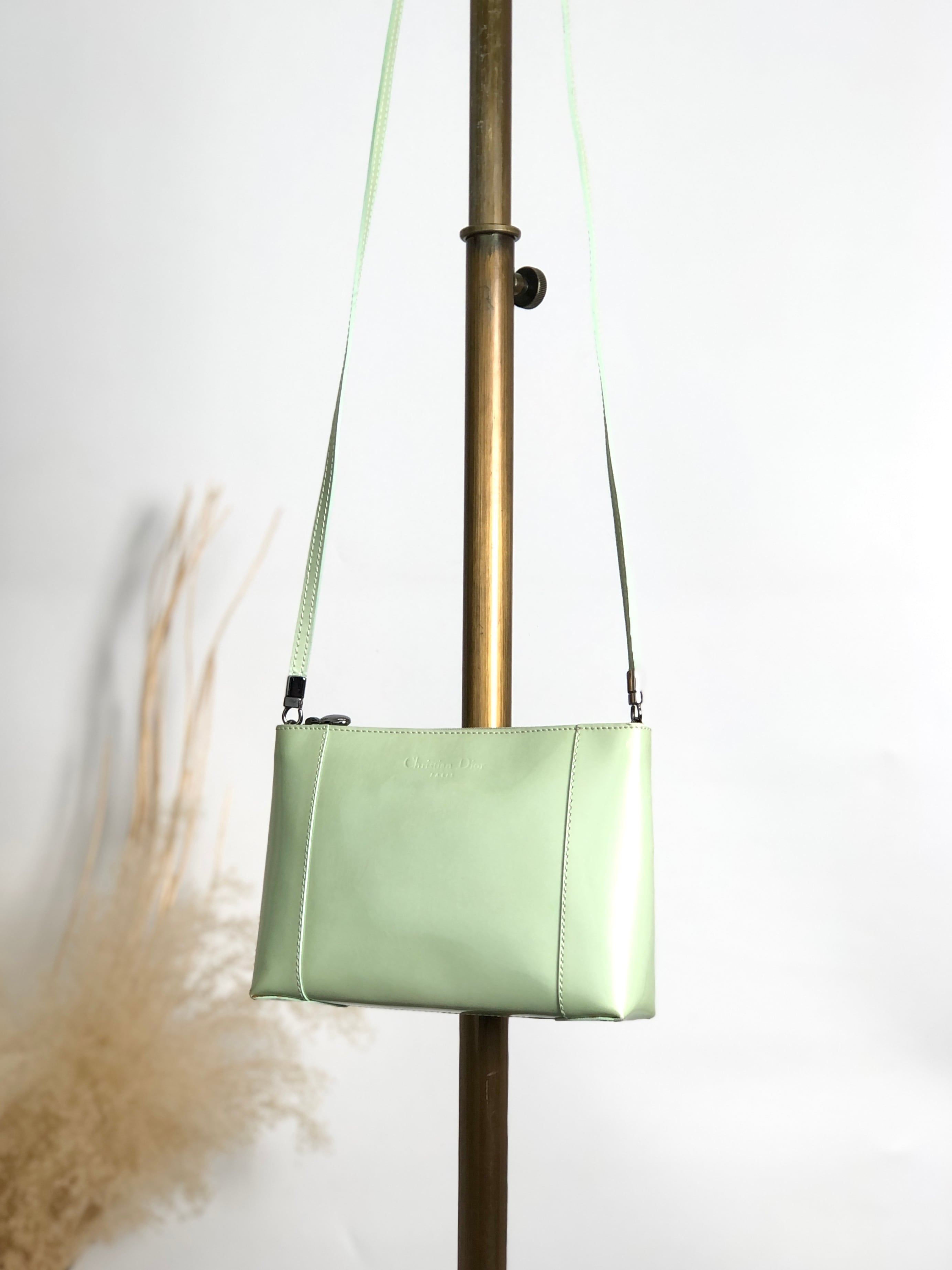 Christian Dior クリスチャン ディオール ショルダーバッグ グリーン ロゴ エナメル vintage ヴィンテージ オールド 7izpjd