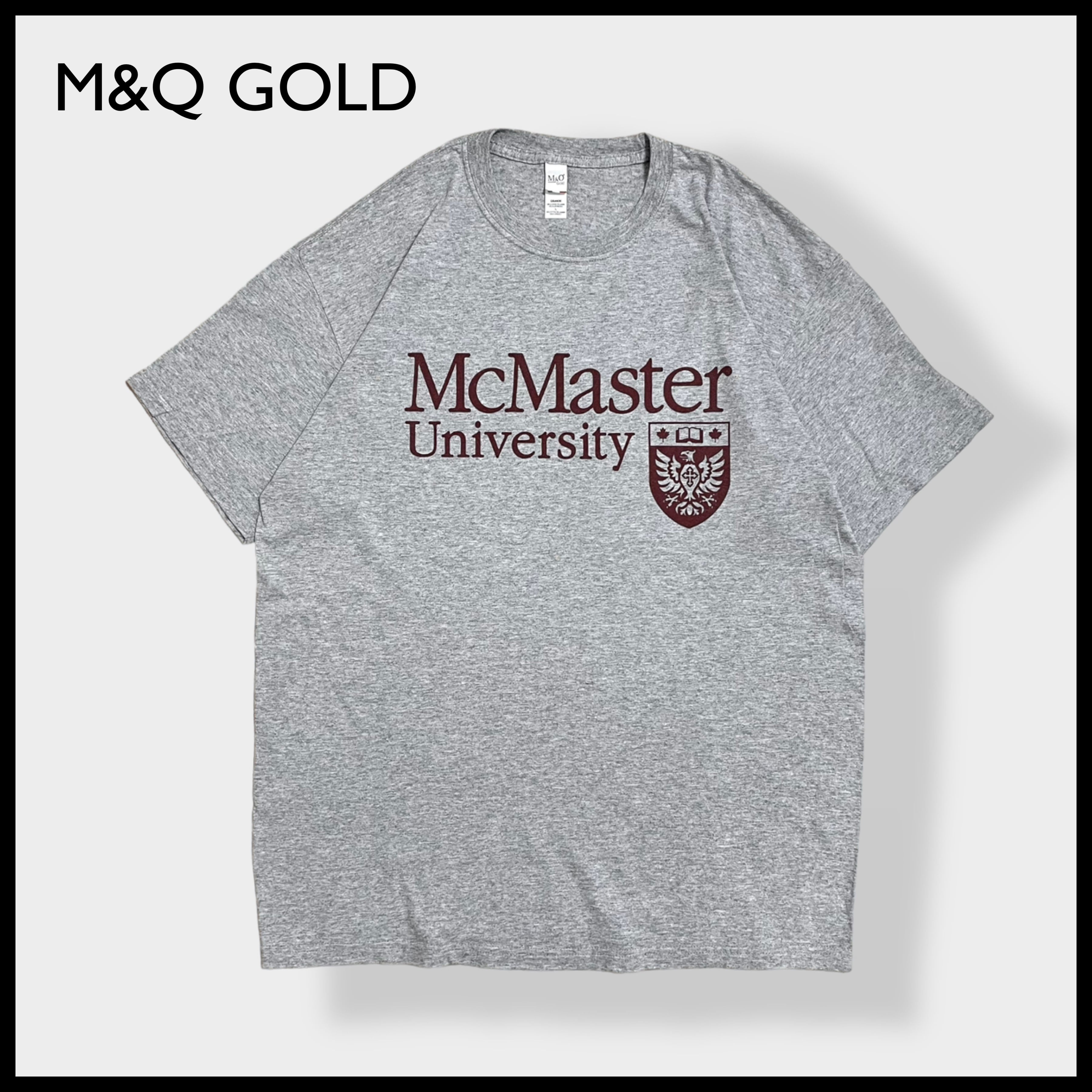 【M&Q GOLD】カレッジ カナダ McMaster University Mac マクマスター大学 ロゴ Tシャツ t-shirt 半袖 グレー  LARGE メキシコ製 us古着 | 古着屋手ぶらがbest powered by BASE