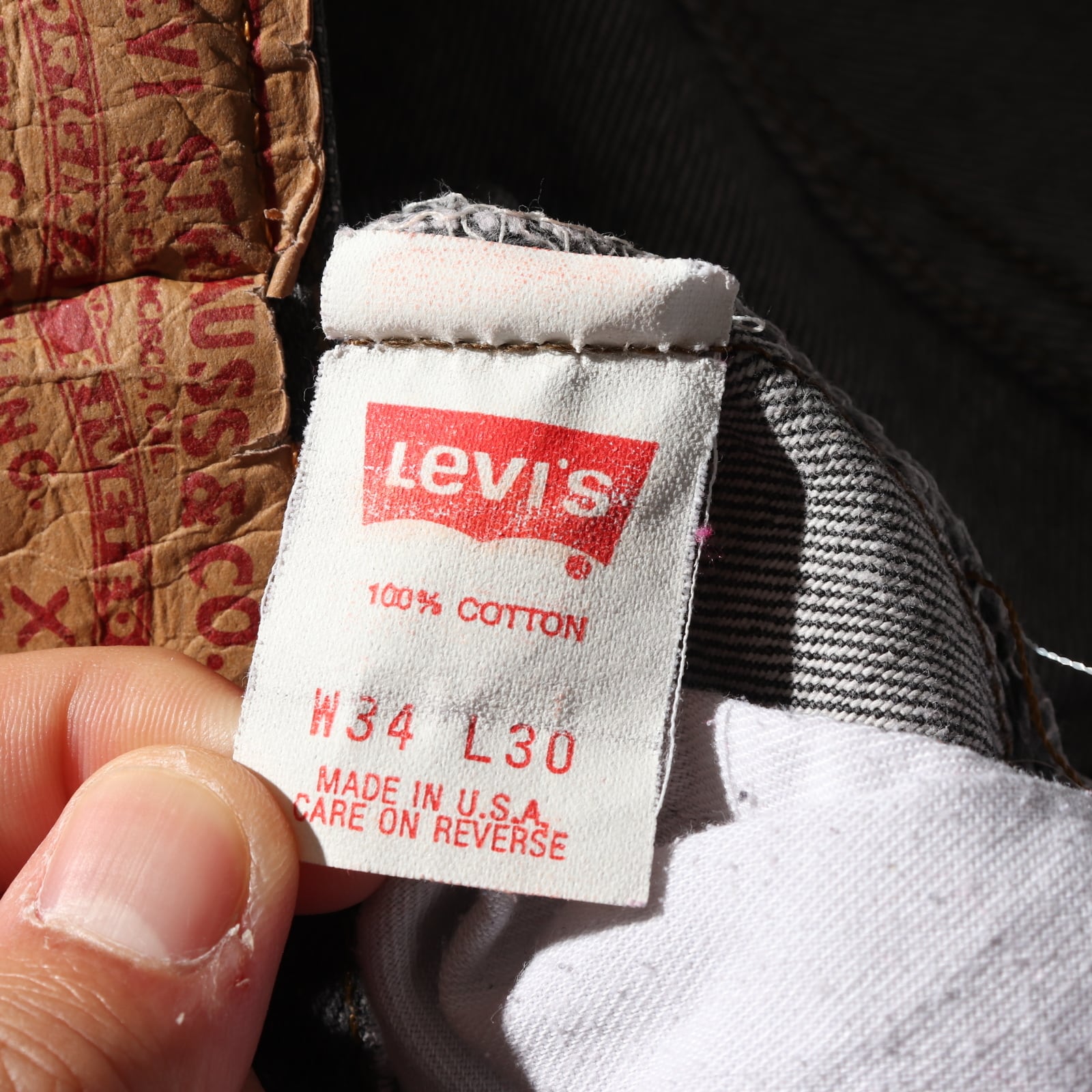 34×30 Levi's 501 USA 93年 先染め ブラックデニムパンツ