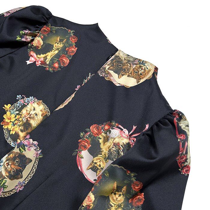 猫ドットワンピース / ＆ellecy【返品・交換・申込撤回不可  