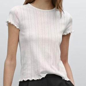 Eyelet Rib Mellow Tshirt 2col W00134