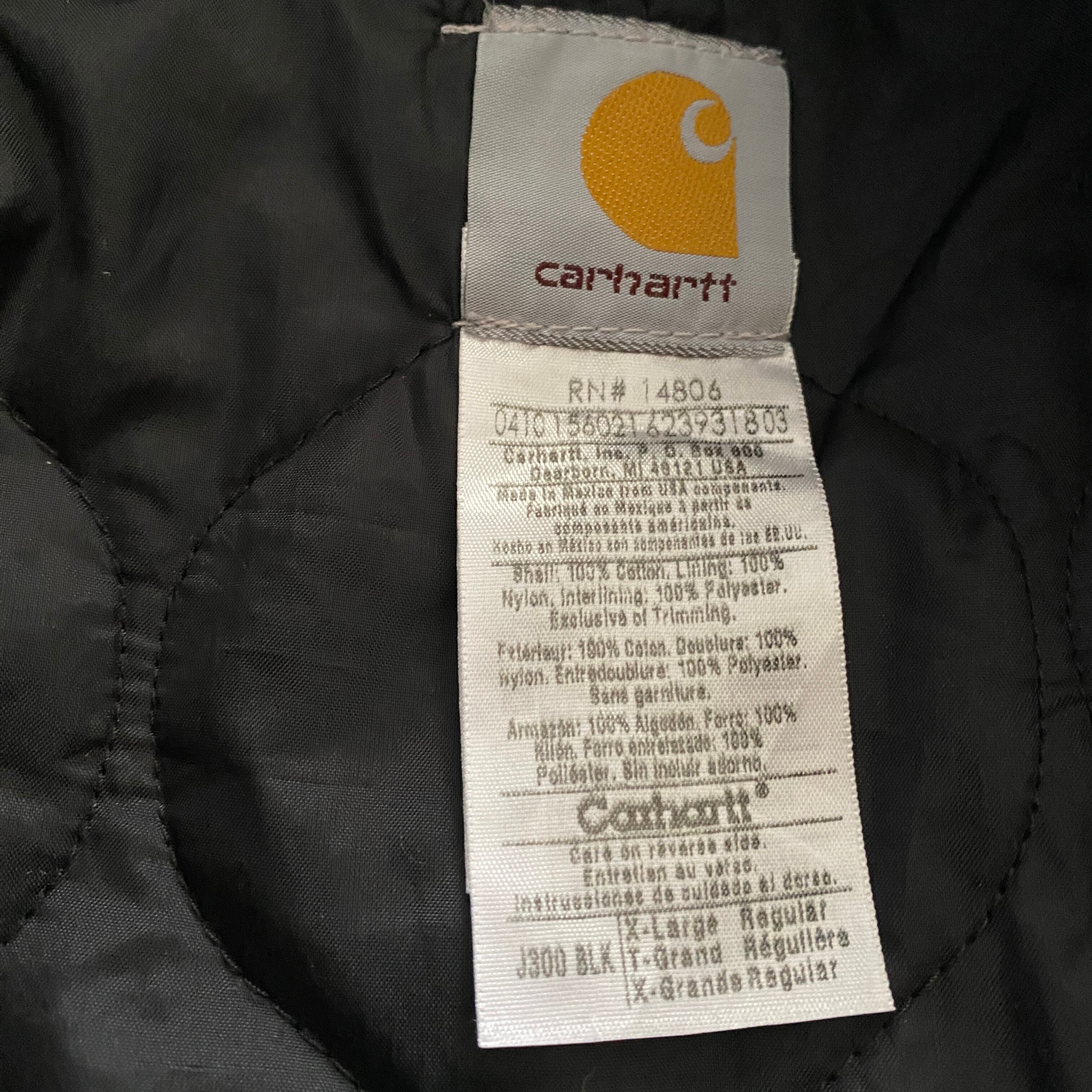 XLサイズ】90's carhartt カーハート 刺繍企業ロゴ 革ラベル XLサイズ】90's carhartt カーハート 刺繍企業ロゴ 革ラベル