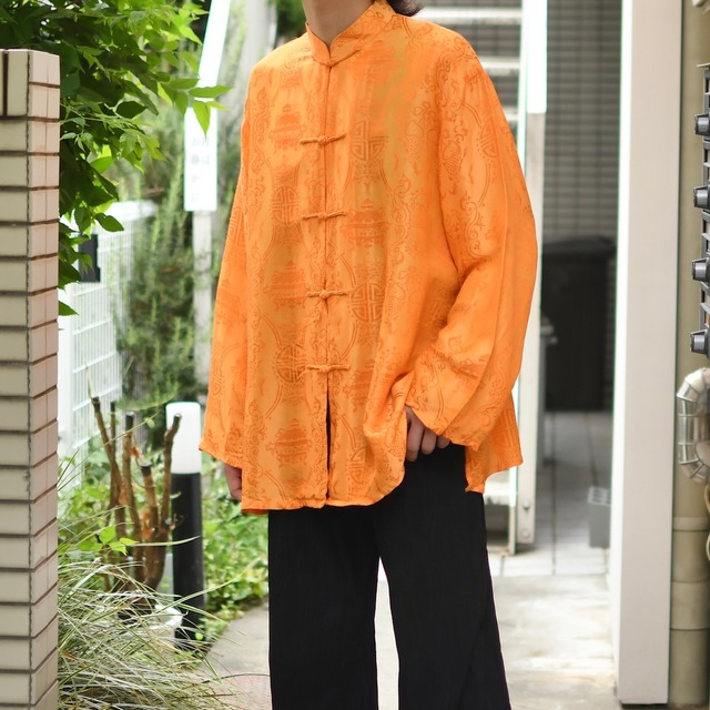 silk×rayon pattern china shirt