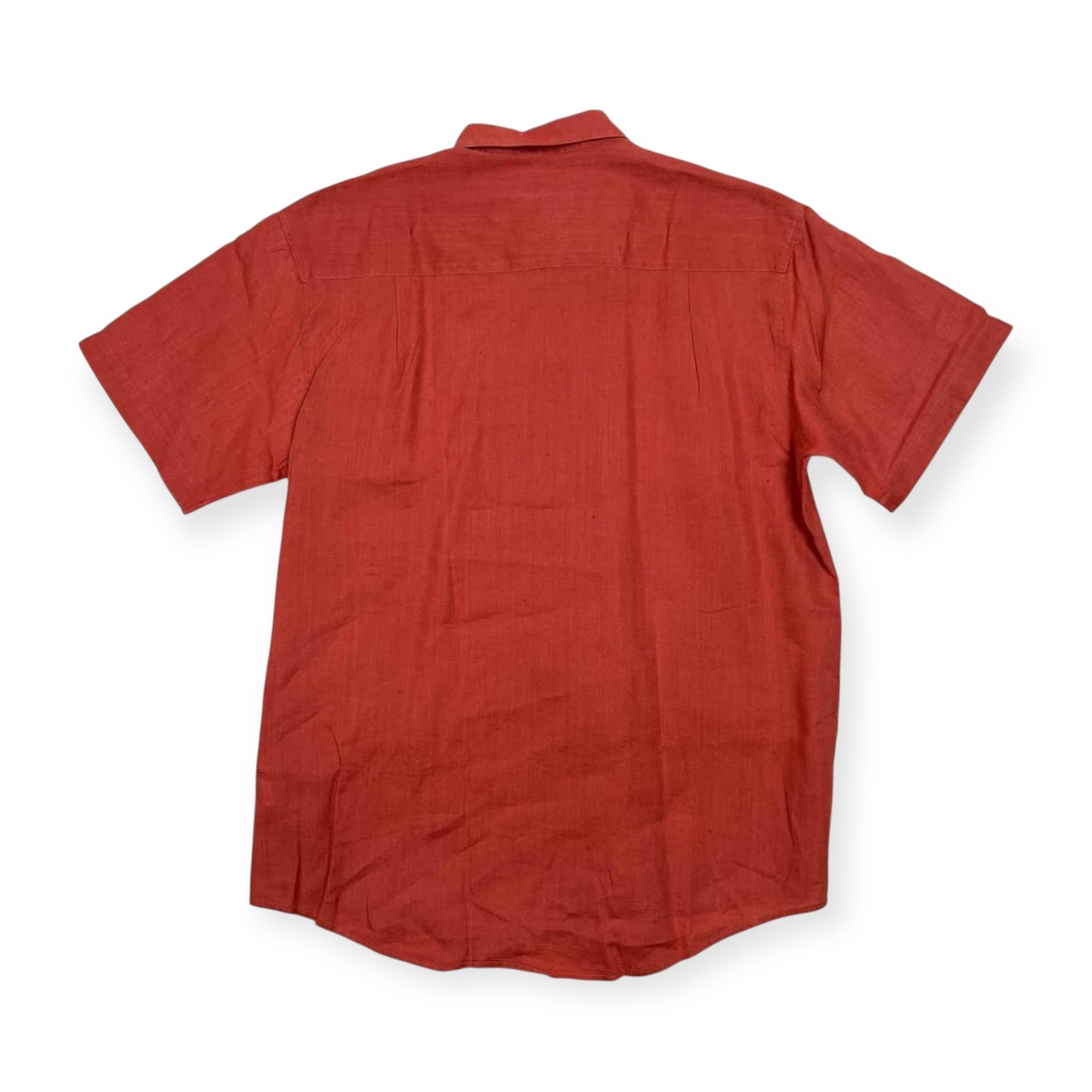 80s 90s Pennleigh ペンリー 麻100% 半袖 リネン シャツ サイズ L /メンズ/レッド系/オールド/ビンテージ