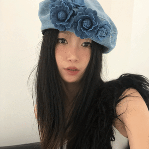 Anla韓国のニッチな花デニム帽子 2s