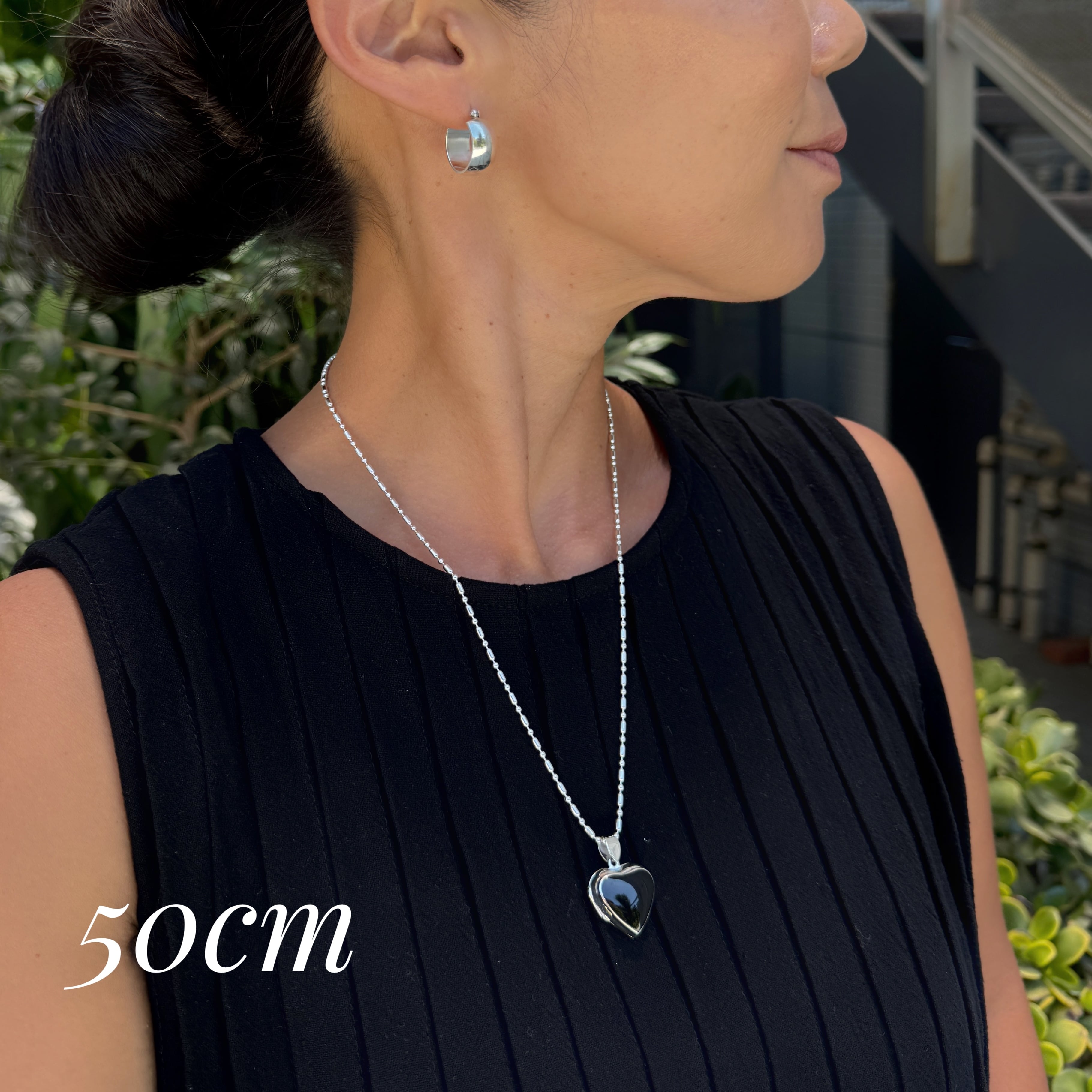 ラスト1！】オニキス ハート ロケット ペンダント （チェーン