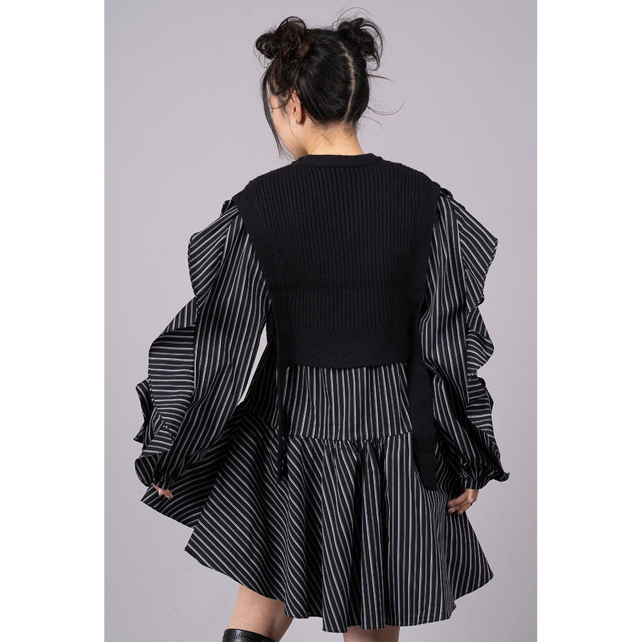 Frill Sleeve Shirt Onepiece & Knit Vest | roopage 公式ストア Frill Sleeve Shirt Onepiece & Knit Vest | roopage 公式ストア