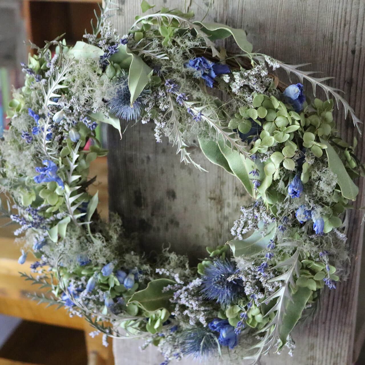 ドライフラワーのミニリース white christmas ドライフラワーのミニリース white christmas 予約販売商品