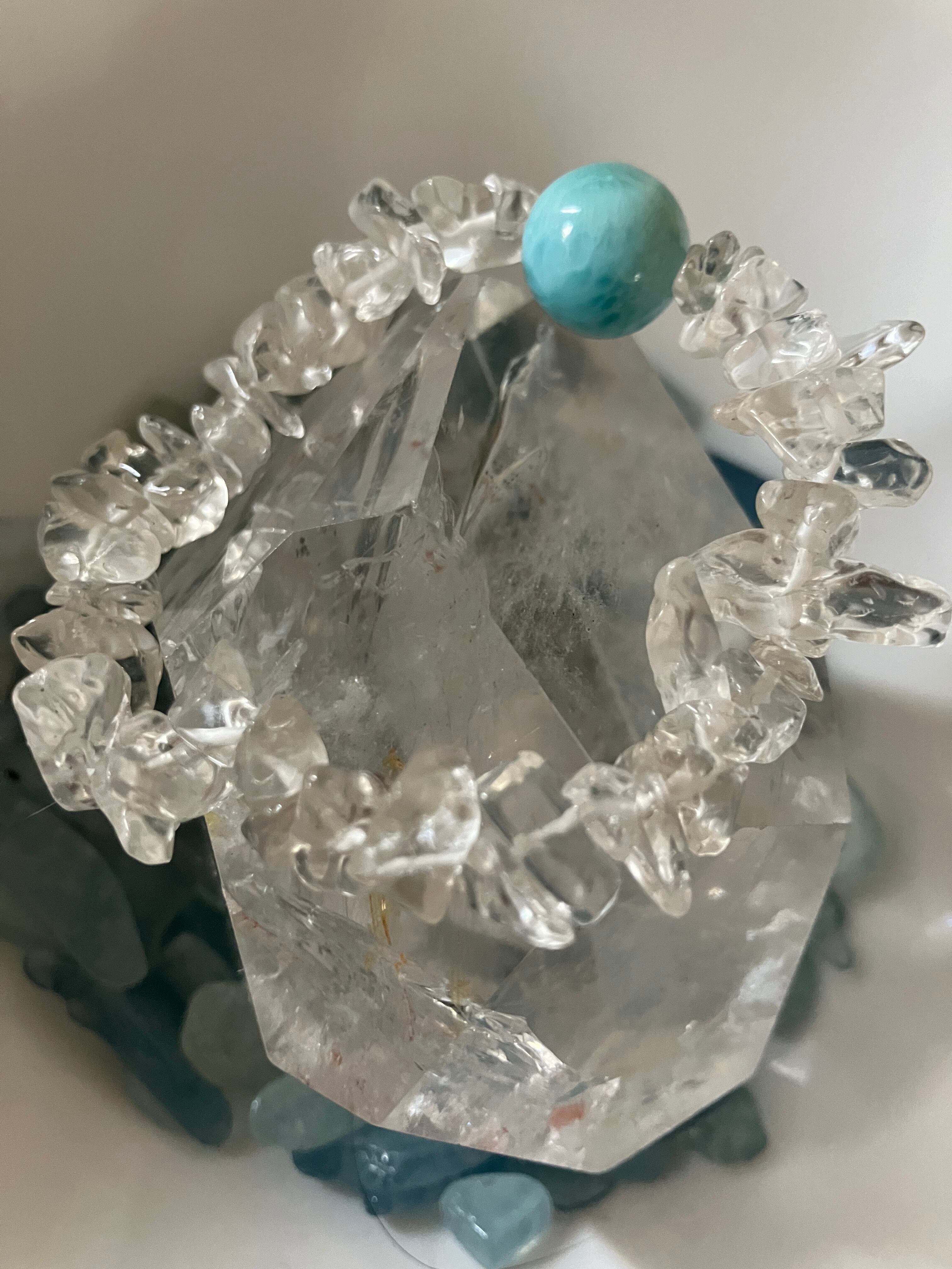 ラリマーと水晶さざれのデザインブレスレット♪ | Pay ID