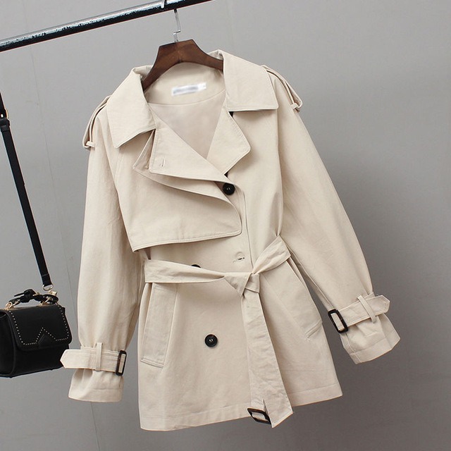 ショートトレンチコート ファッションコート Beige