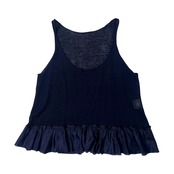 MACPHEE マカフィー リネン シルク 切替 フレア キャミソール ノースリーブ トップス 1/ネイビー