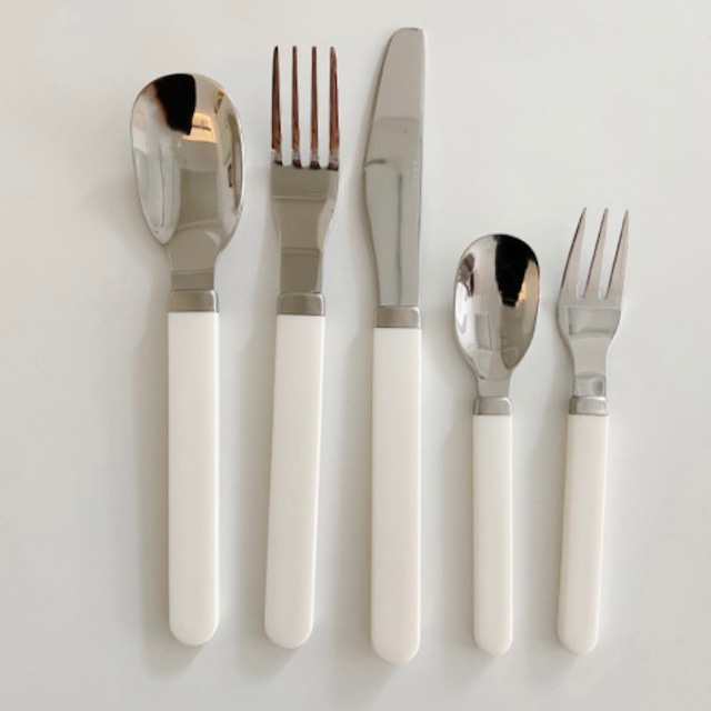 simple cream cutlery 5P full set / シンプル クリーム カトラリー フルセット スプーン 韓国 インテリア 雑貨