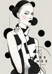 Elegant｜モノクロームの女性美を描いたスタイリッシュアートポスター｜クラシックな気品と現代的感性が調和する上品インテリアA4ポスター