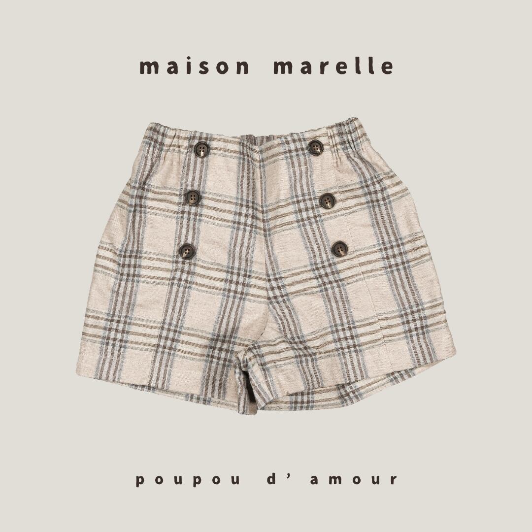 18m~8Y 送料無料 【予約】maison marelle|Short SEVRES- beige tartan/(11月上旬以降入荷予定)