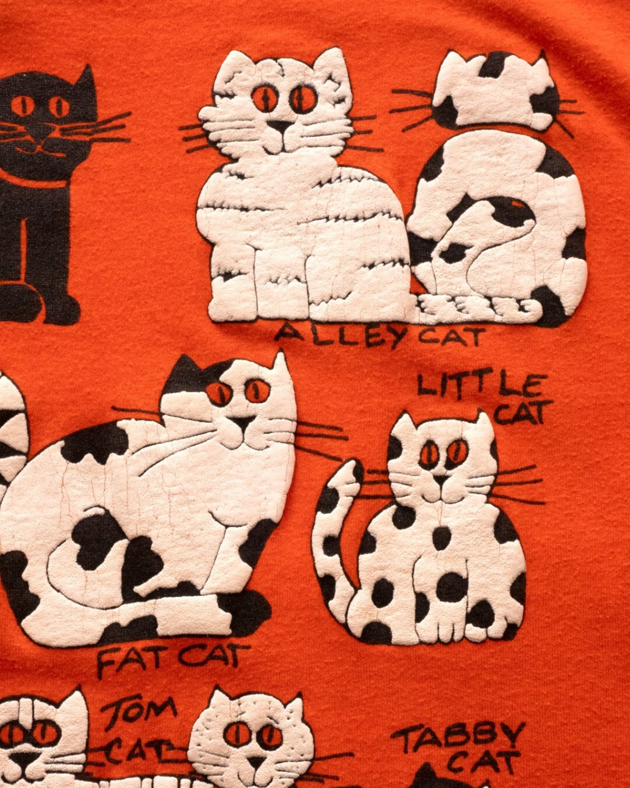 【古着】90’ｓSan Francisco土産 ねこ沢山発泡プリント オレンジT - 12