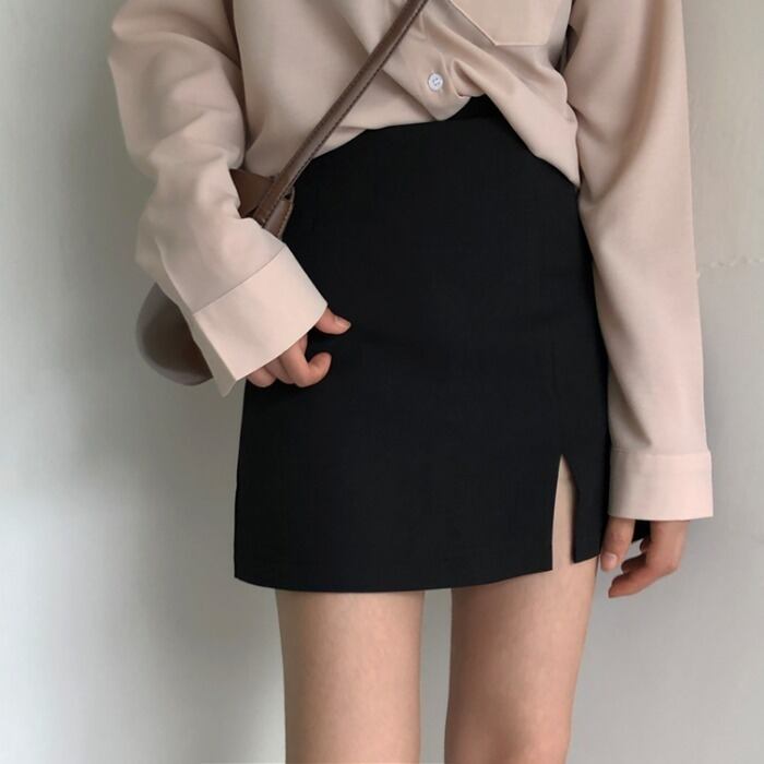2020レトロフレンチニッチパッケージヒップハイウエストスプリットAラインスカートショートスカートレディース春新作オールマッチスカート 1号婦人17662059035