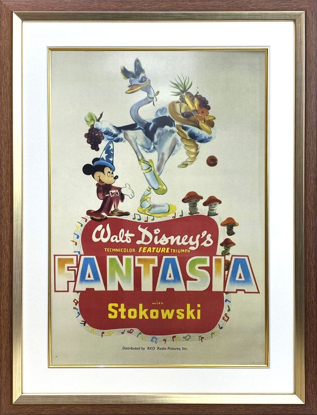 ディズニー テーマパーク「ウォルト・ディズニー/ファンタジア・ウィズ・ストコフスキー」展示用フック付額装ポスター