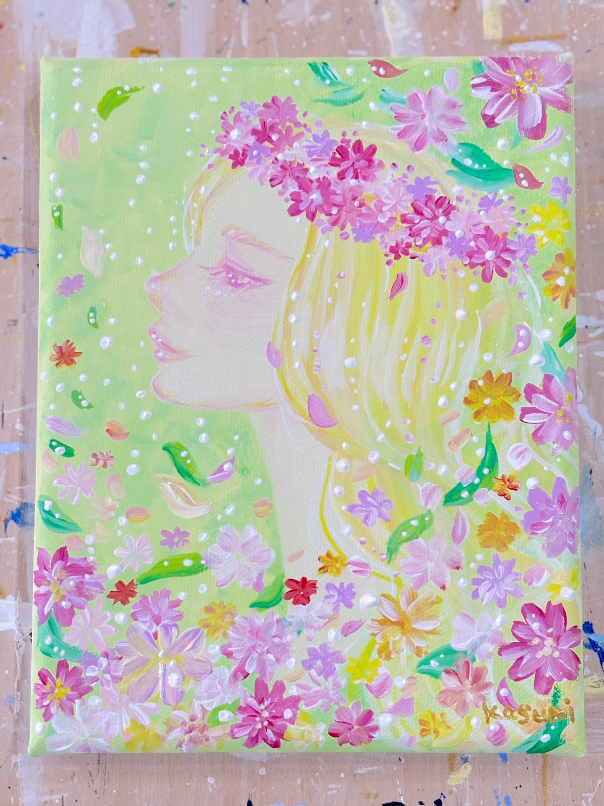 油絵 絵画 【ススキの橙色月】 | PAY ID