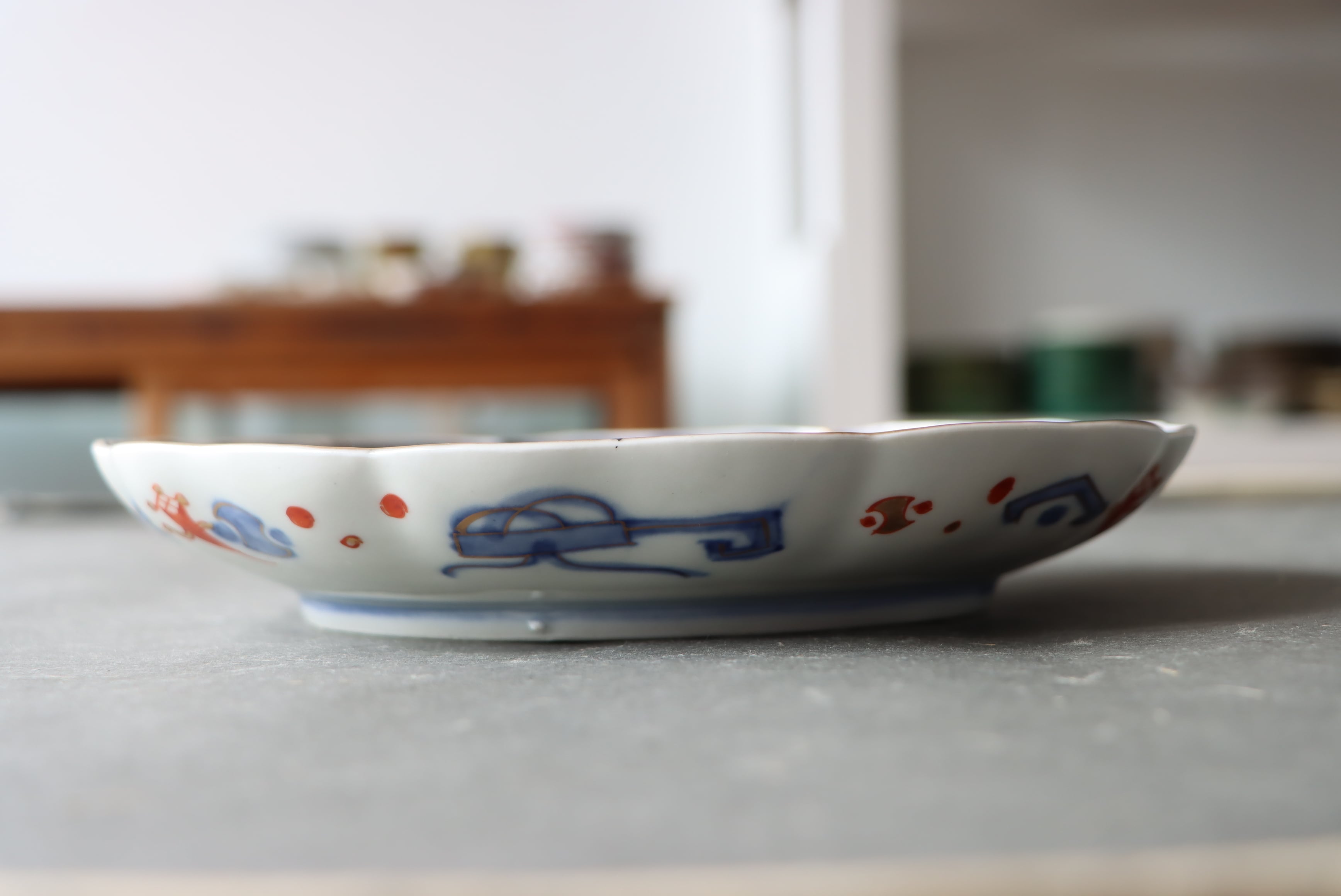 伊万里焼 色絵 花鳥文 中皿 七寸 通りもの/Imari medium size plate