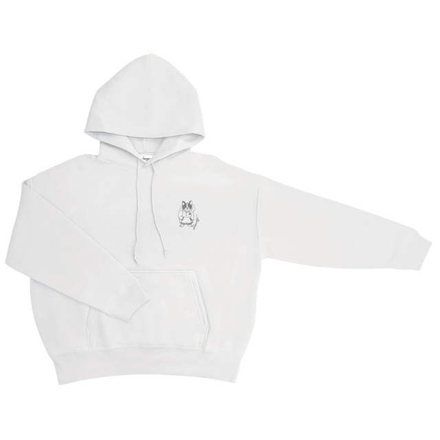 drowsy.. FRONT SMALL DOG LOGO HOODIE（WH×GREY） / 22AW / WH