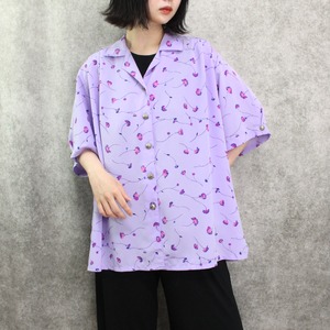 purple color flower motif art design shirt