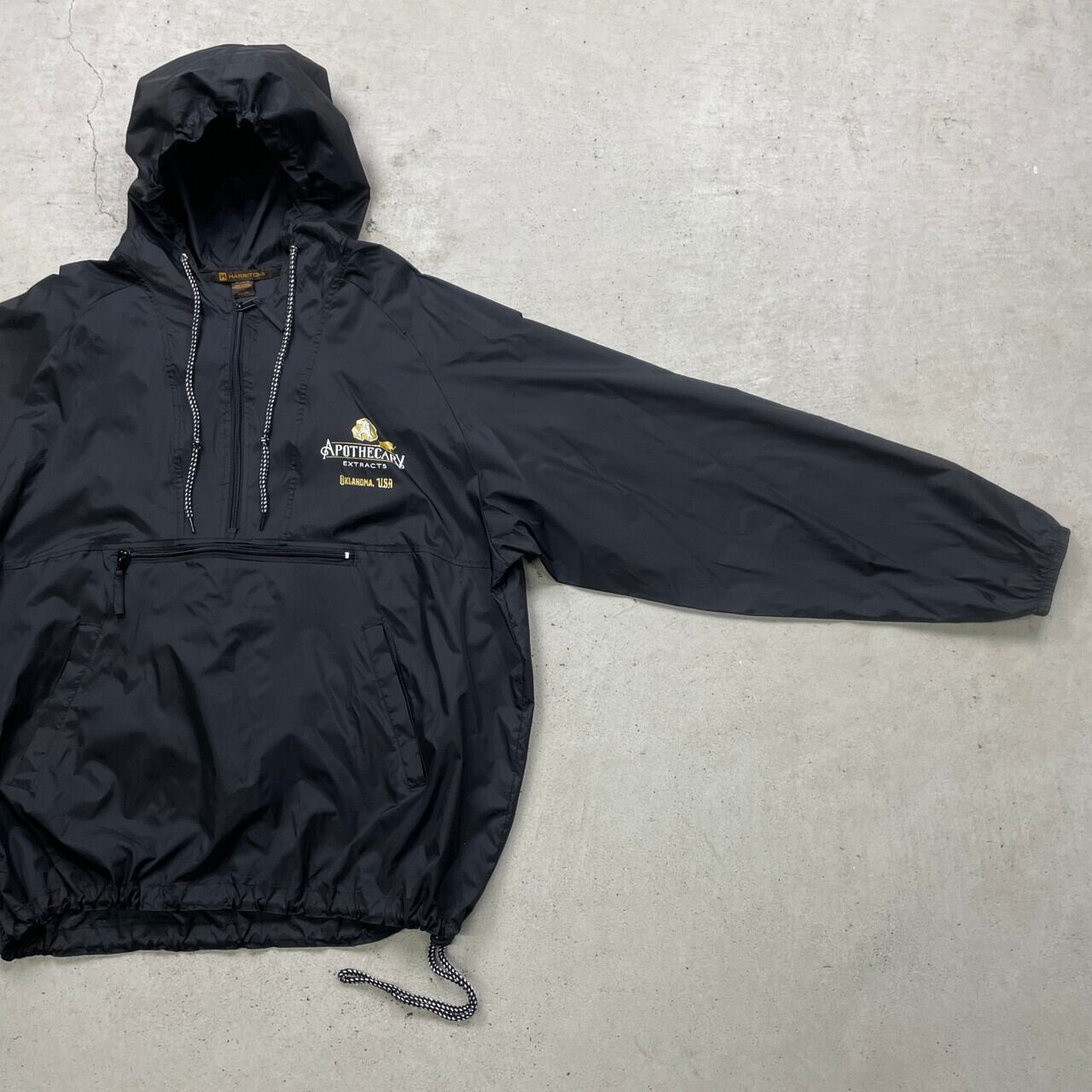 HARRITON ナイロンアノラックパーカーUS企業プリント メンズ2XL 古着