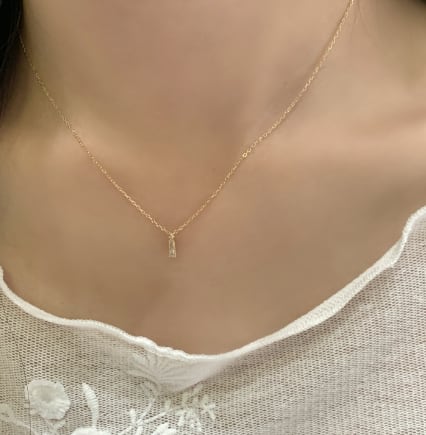 ネックレス レディース 18金仕上げ シルバー925 バーモチーフ ジルコニア 華奢 シンプル 金属アレルギー プレゼント ギフト