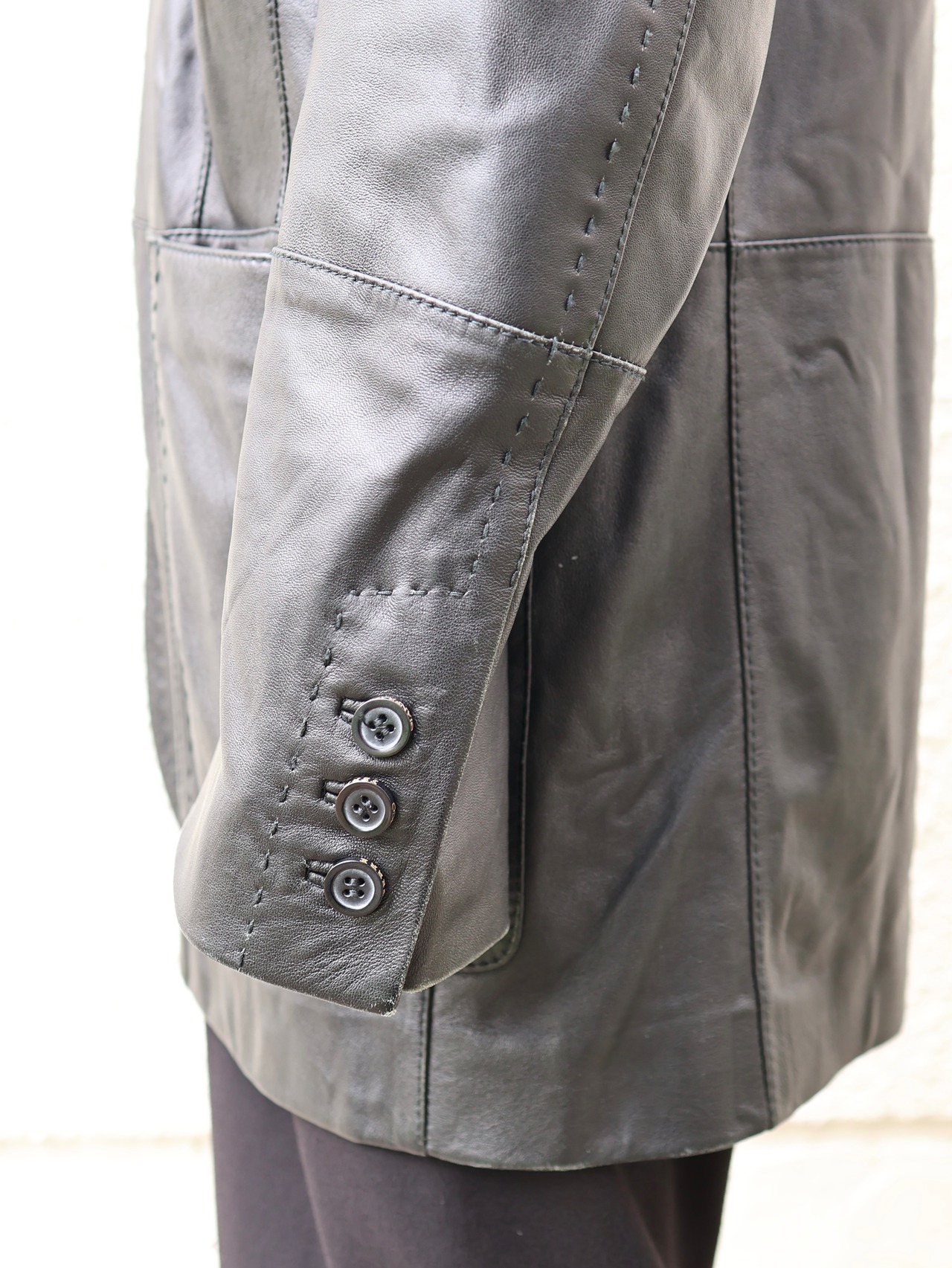 【gianfranco ferre】leather long tailored jacket
