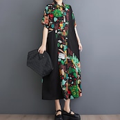 アーティスティックプリント シャツワンピース 30028