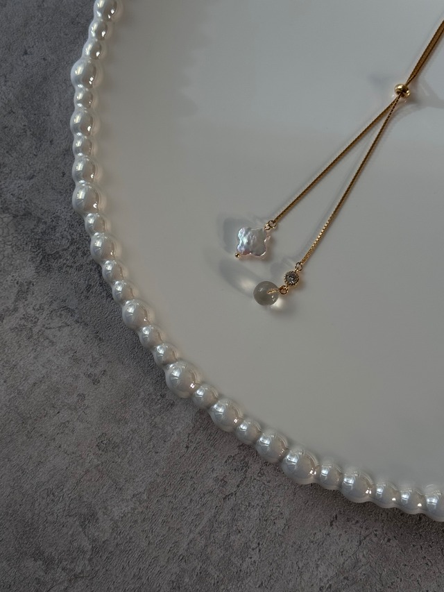 お花淡水パール ネックレス ピアス/イヤリングset