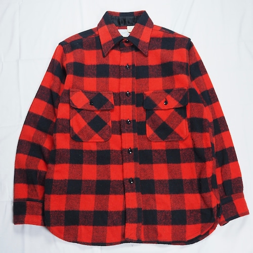 70’s J.C. Penny フランネルシャツ Mサイズ レッド×ブラック ブロックチェック Mサイズ マチ付き オンライン限定商品