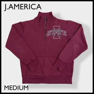 【JAMERICA】カレッジ ロゴ アイオワ州立大学 IOWA STATE UNIVERSITY 刺繍ロゴ バックロゴ ハーフジップ スナップ スウェット プルオーバー カンガルーポケットM US古着