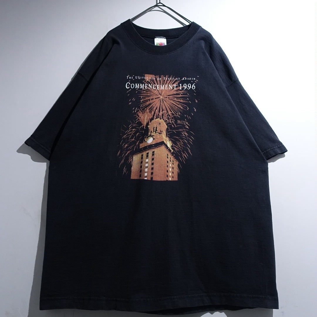 90s Black Building & Fireworks Box Print Design T-Shirt