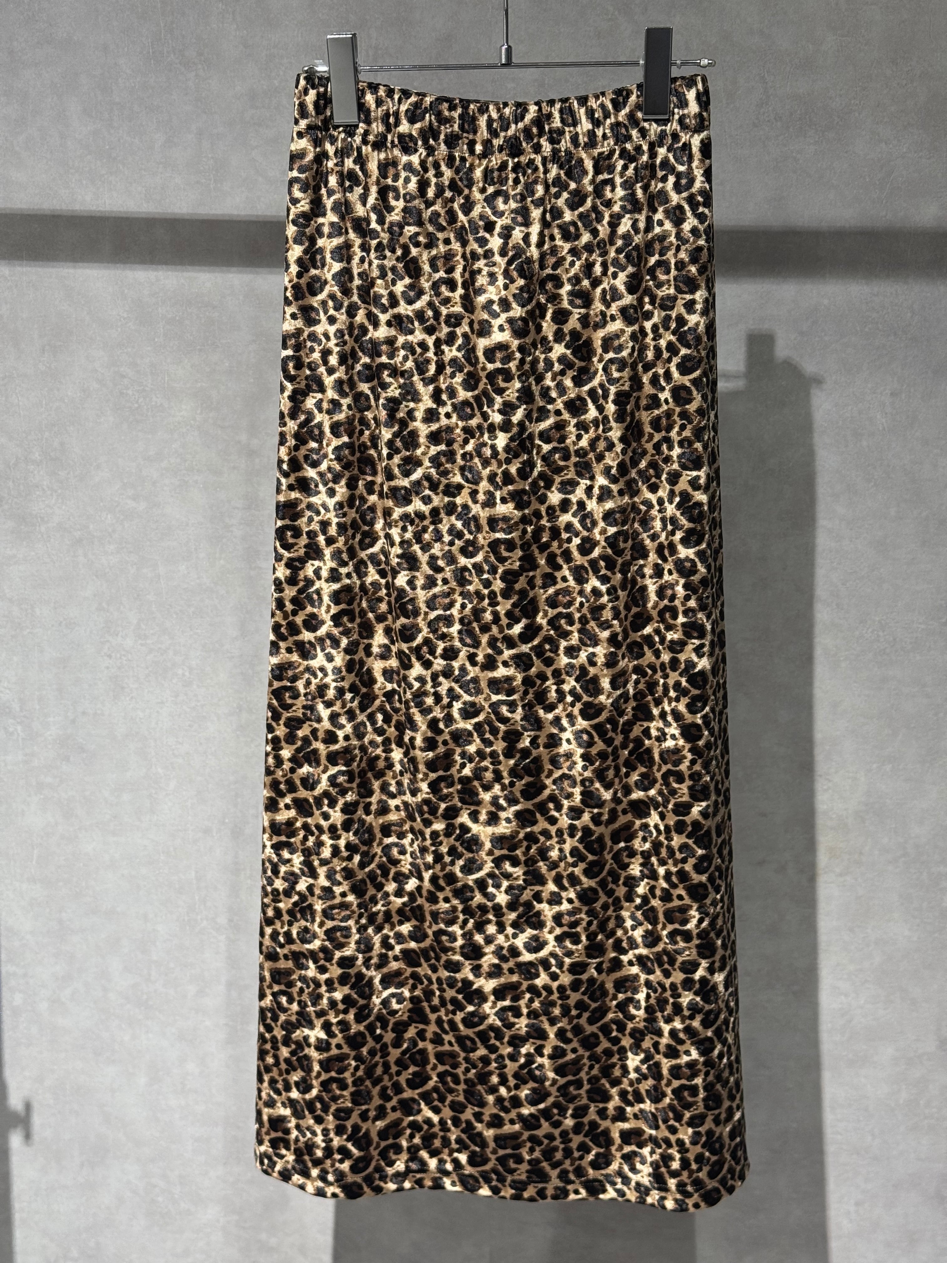 leopard velours straight skirt