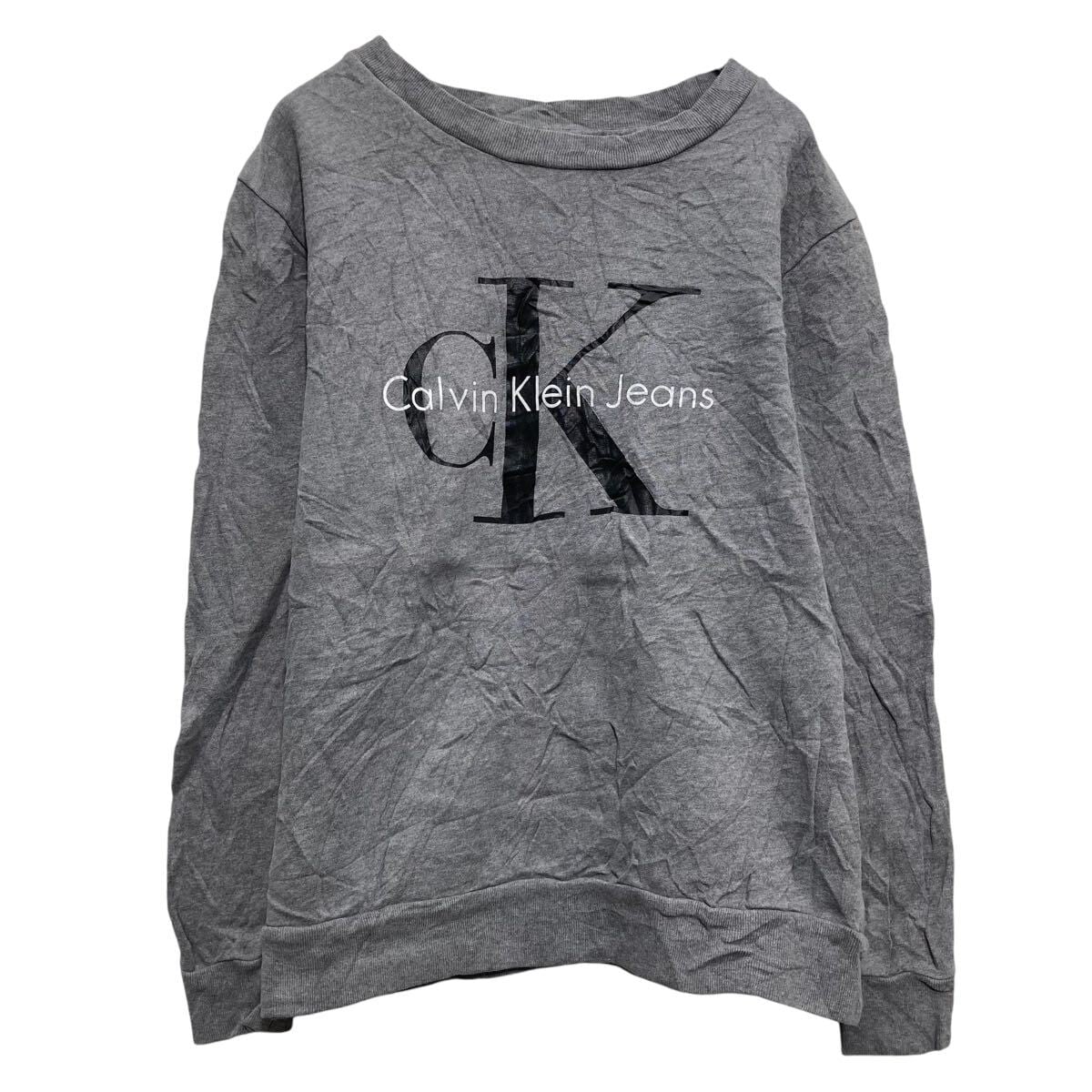 Calvin Klein Jeans プリント スウェット トレーナー XS グレー