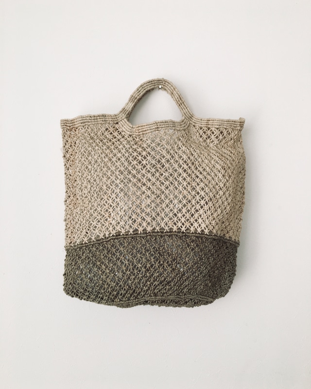 【SALE】 ジュート マクラメ ショッピングバッグ ナチュラル+オリーブ / 【SALE】Jute macrame shopping bag Nat/Olive Maison Bengal
