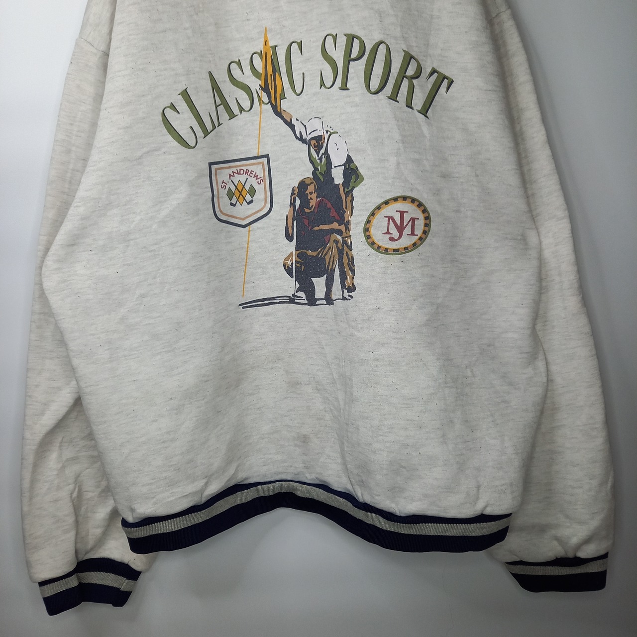 ポロ　クルーネック　スウェット　トレーナー　プリント　ホワイト　M