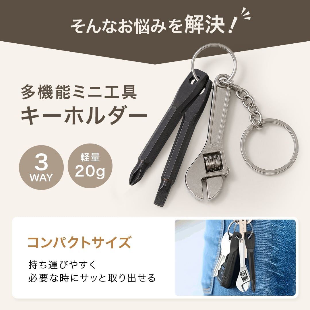 キーホルダー付き工具3点セットＸ10点＋ドライバー♪ぷー次郎♪様向け 普通郵便発送】 キーホルダー ミニ工具 3点セット モンキーレンチ