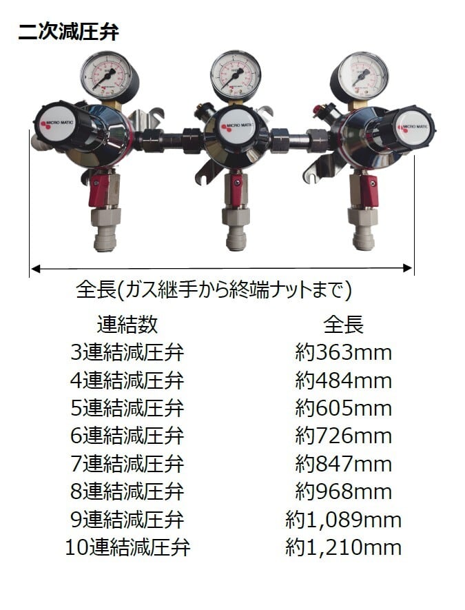 2次減圧弁 （セカンダリー ガス レギュレーター）連結用減圧弁 3個