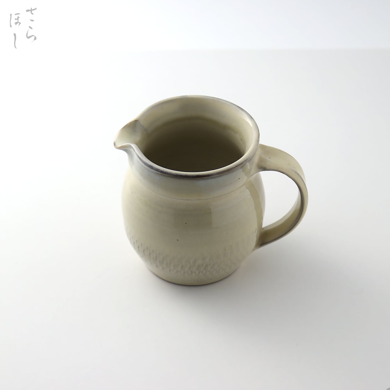 小鹿田焼 小袋窯 3寸ピッチャー 地飛びかんな 白 高さ約8.5cm 陶器 和