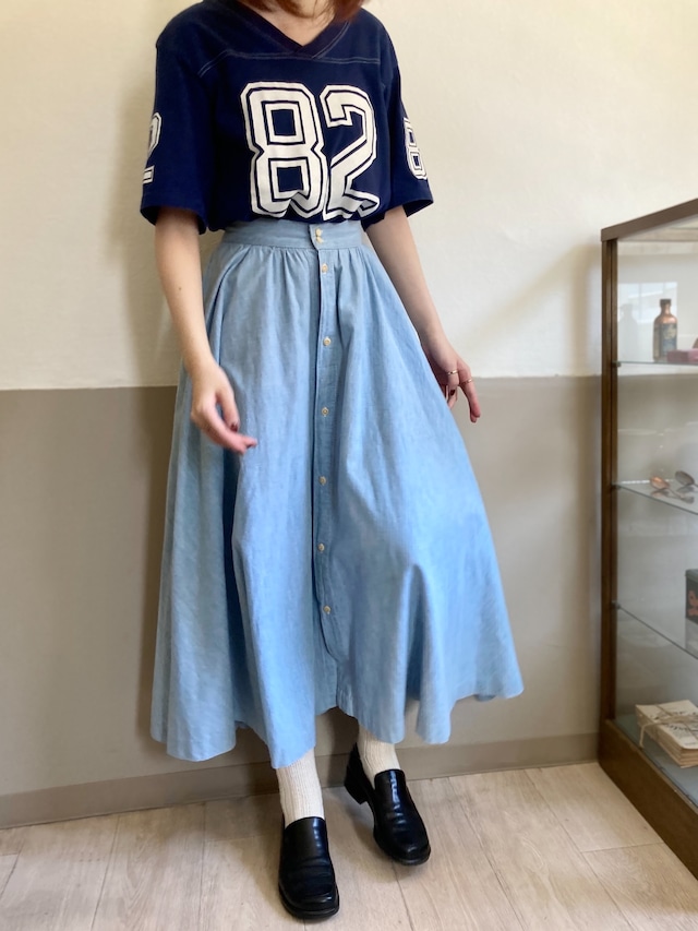 "Ralph Lauren"  Button Front Flare Long Skirt