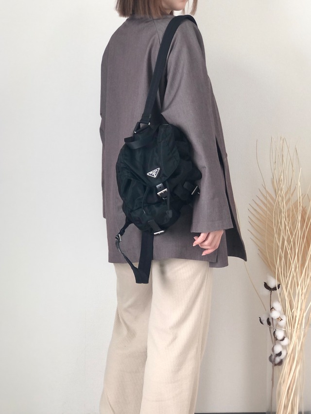 PRADA プラダ バックパック ブラック トライアングルロゴ ナイロン ダブルポケット vintage ヴィンテージ オールド svzxry