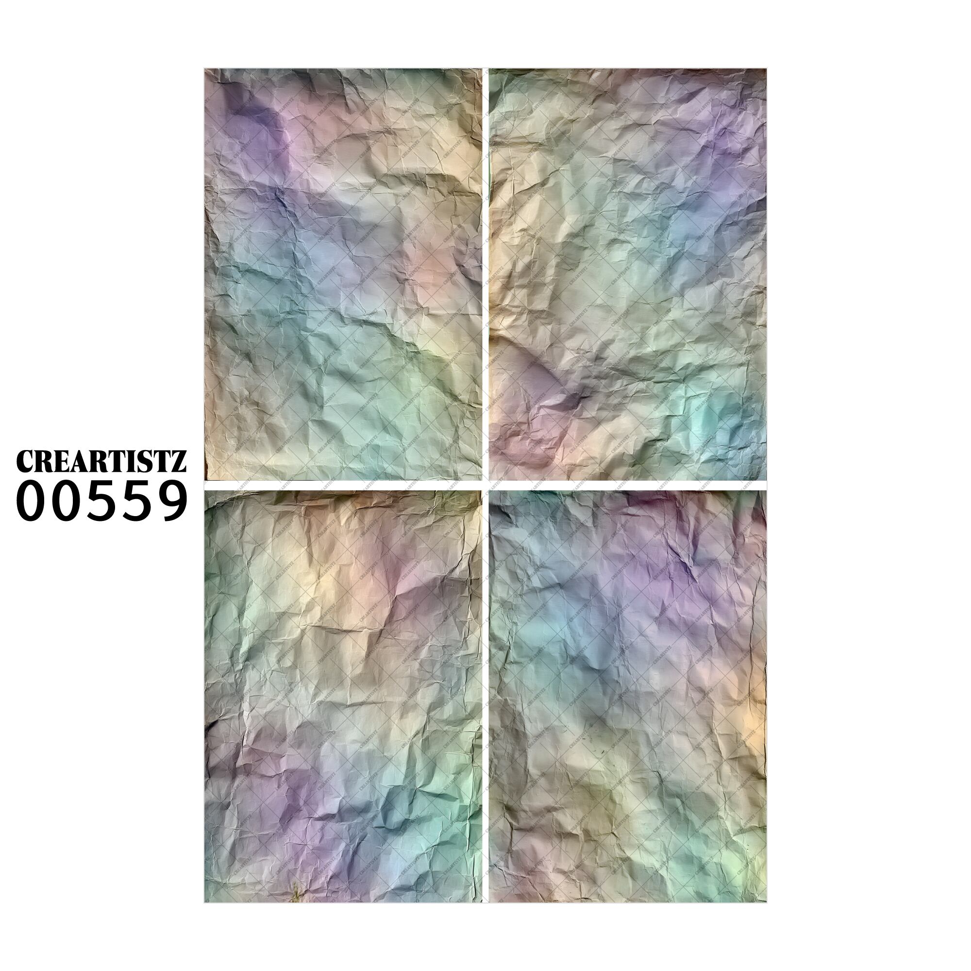 00559 背景 コラージュ素材 オリジナル 12枚セット (4種類×3枚) ペーパー/ステッカー CREARTISTZ